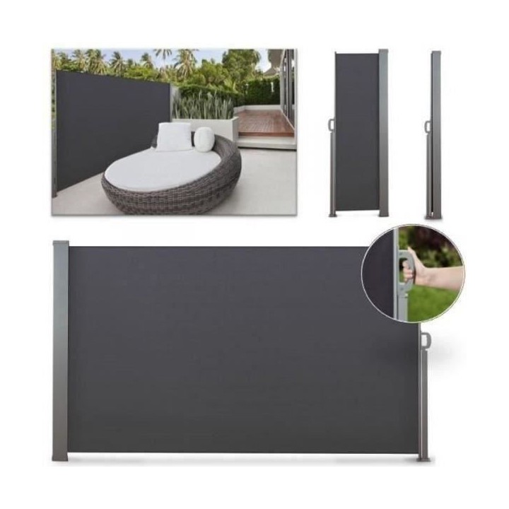 Paravent retractable 1,8 x 3 m Gris