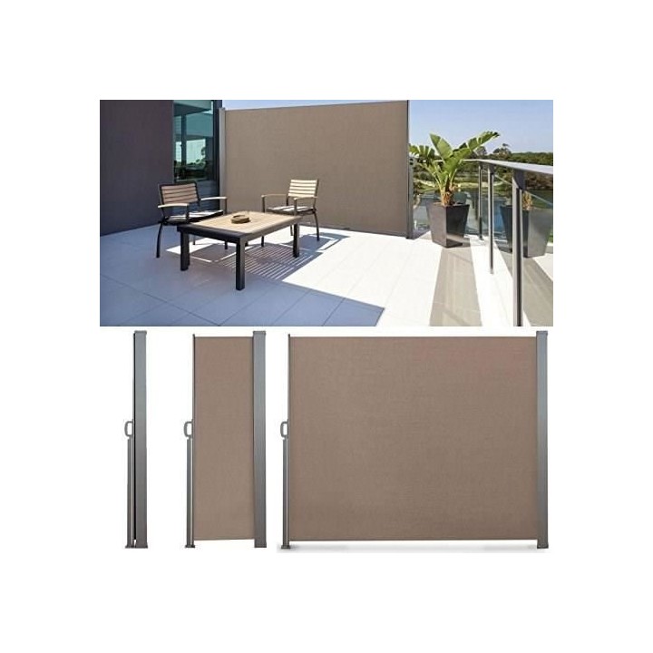 Paravent retractable 1,6 x 3 m Taupe