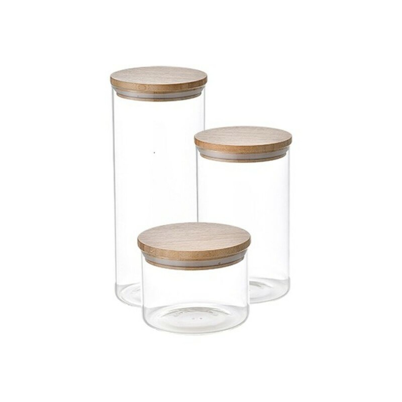 Set de 3 Boites San Ignacio Verre Transparent Bambou