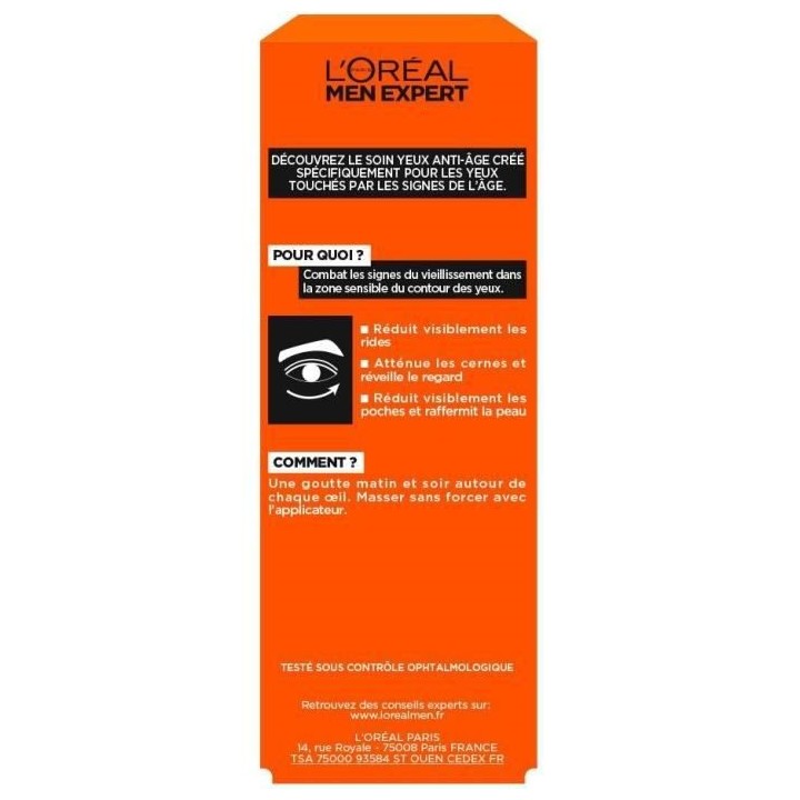 Soin Yeux Men Expert Skincare Vita Lift L'OREAL PARIS - 15 ml