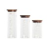 Set de 3 Boites DKD Home Decor 10,2 x 10,2 x 27,7 cm Naturel Transparent Acacia Lettres Verre Borosilicaté