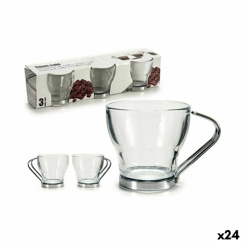 Ensemble de tasses à café Argenté Métal Transparent verre 24 Unités