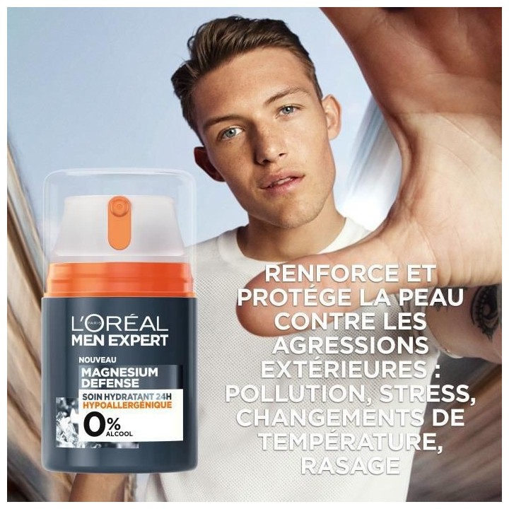 Soin Hydratant 24H Magnesium Defense L'OREAL PARIS - Hypoallergénique