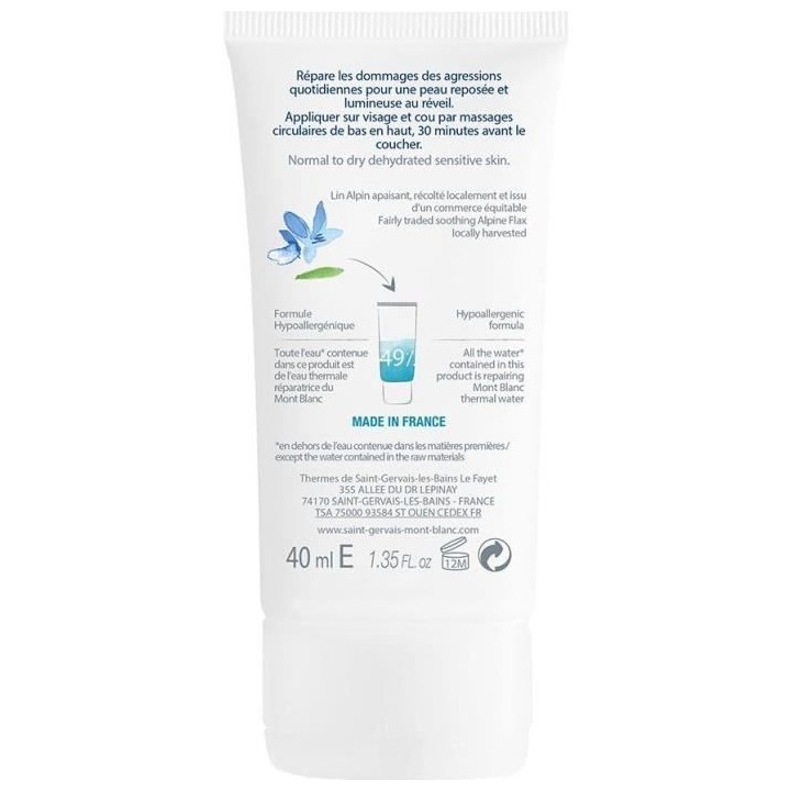 Saint Gervais Mont Blanc Hydratation Visage Soin de Nuit Réparateur 4