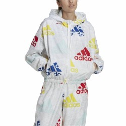 Veste de Sport pour Femme Adidas Essentials Multi-Colored Logo Blanc