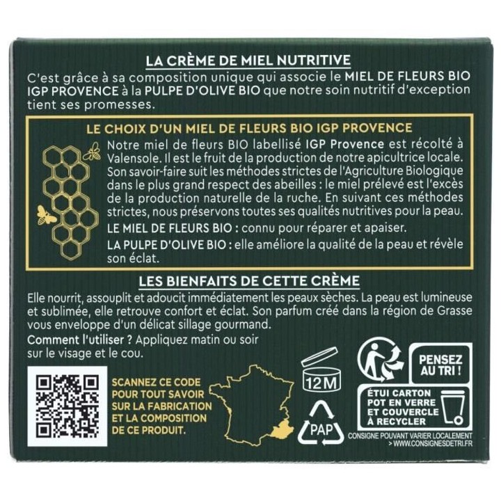 Creme La Creme de Miel Nutritive LA PROVENCALE BIO - 50 ml
