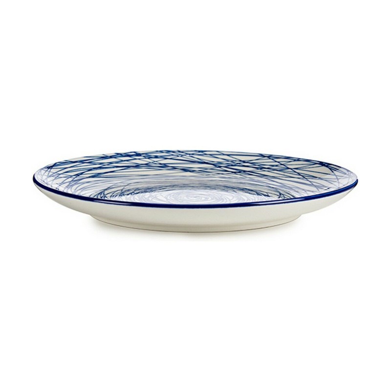 Assiette plate Rayures Porcelaine Bleu Blanc 6 Unités (24 x 2,8 x 24 cm)