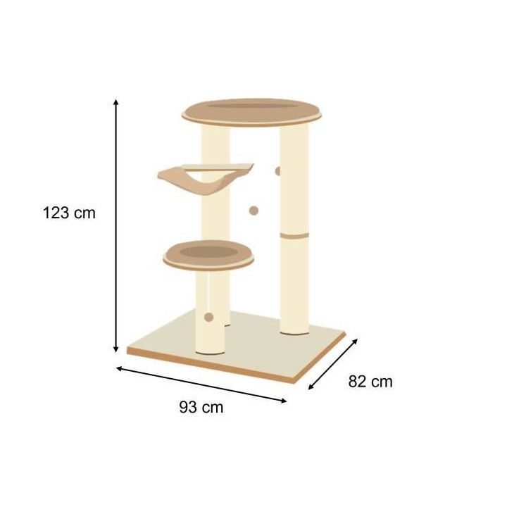 Arbre a chat OLIVER - 93x82x123cm - Creme