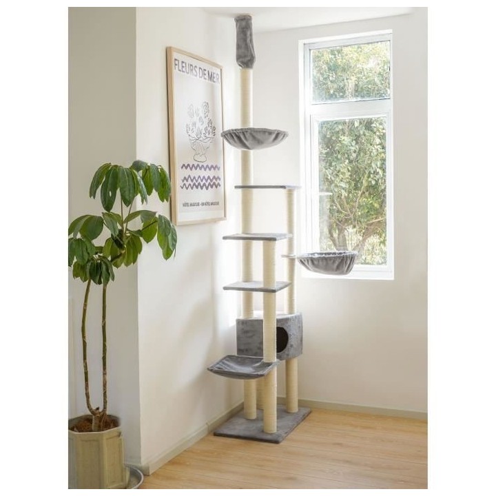 Arbre a chat WILLOW - 131x116x263 cm - Gris