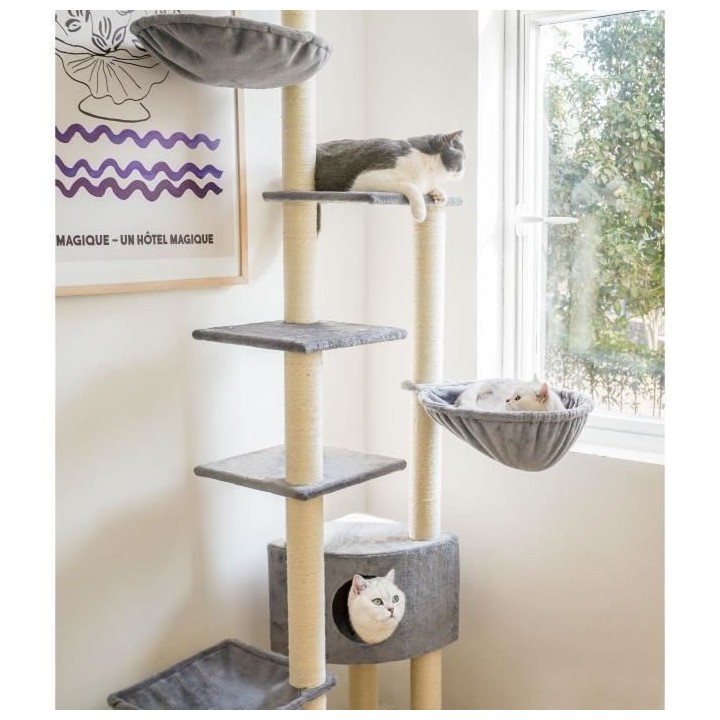 Arbre a chat WILLOW - 131x116x263 cm - Gris