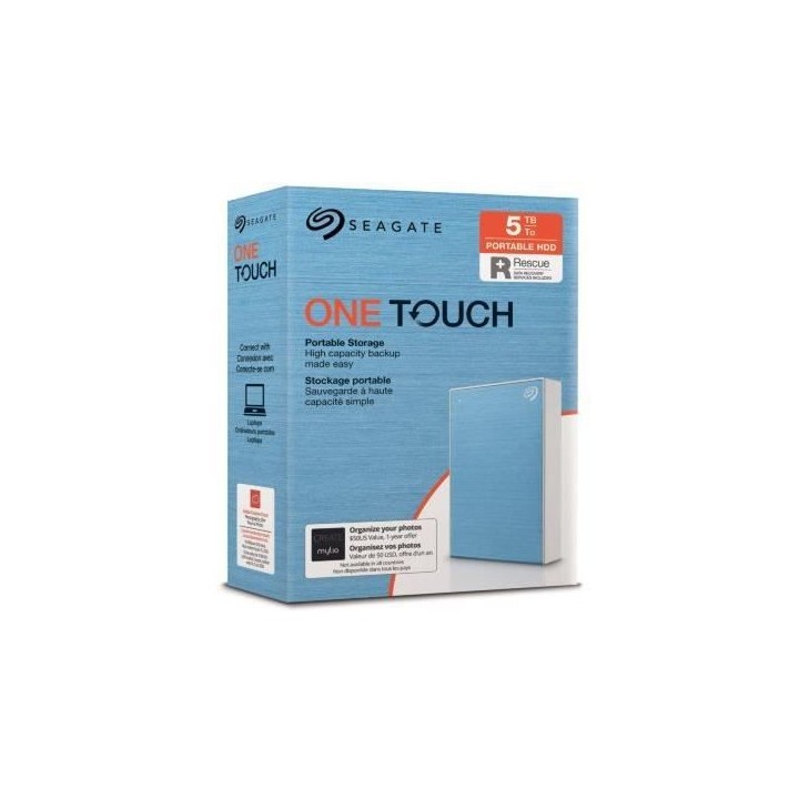 SEAGATE - Disque Dur Externe - One Touch HDD - 5To - USB 3.0 - Bleu (S