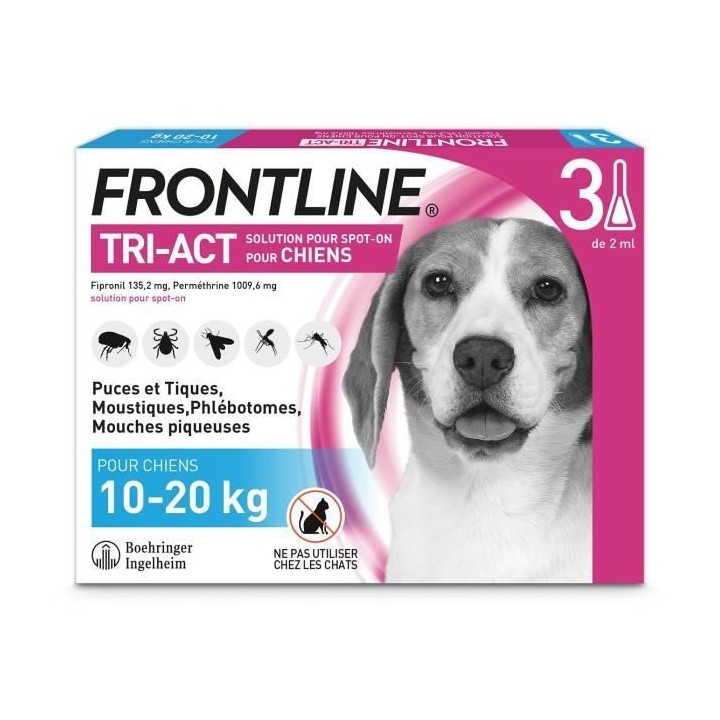 Frontline Tri-Act Chiens M 10-20 kg 3 Pipettes