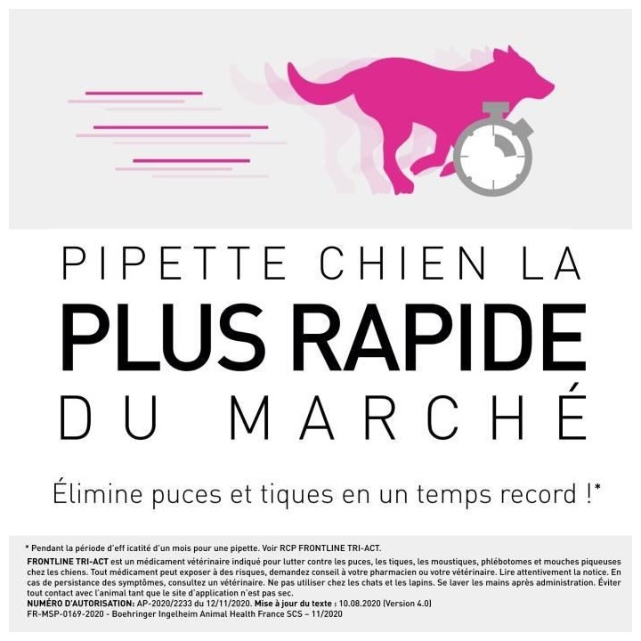 Frontline Tri-Act Chiens M 10-20 kg 3 Pipettes