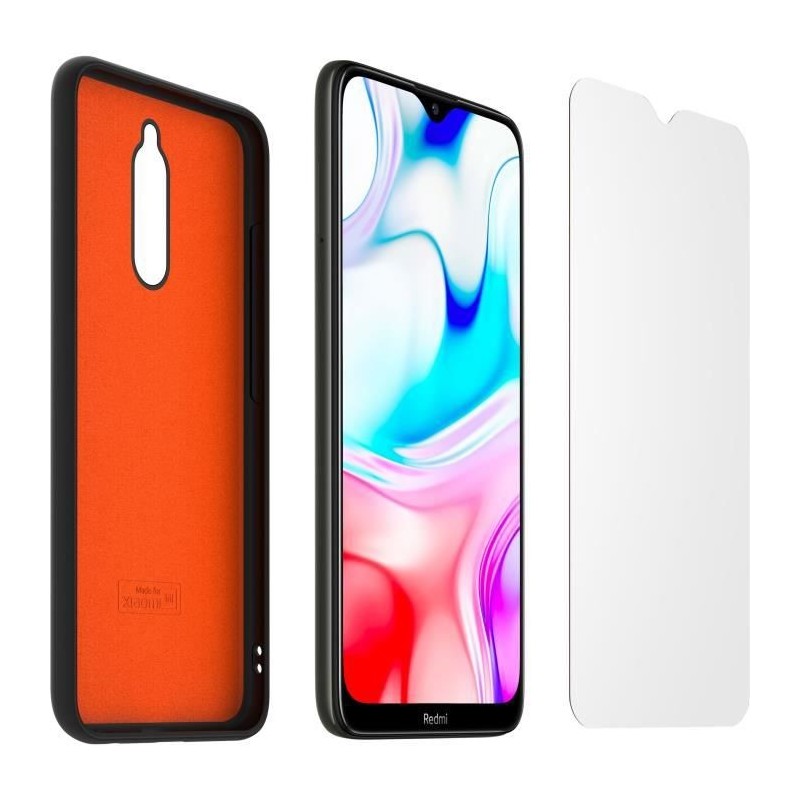 Pack coque TPU et verre trempé pour Xiaomi Redmi 8 Noir