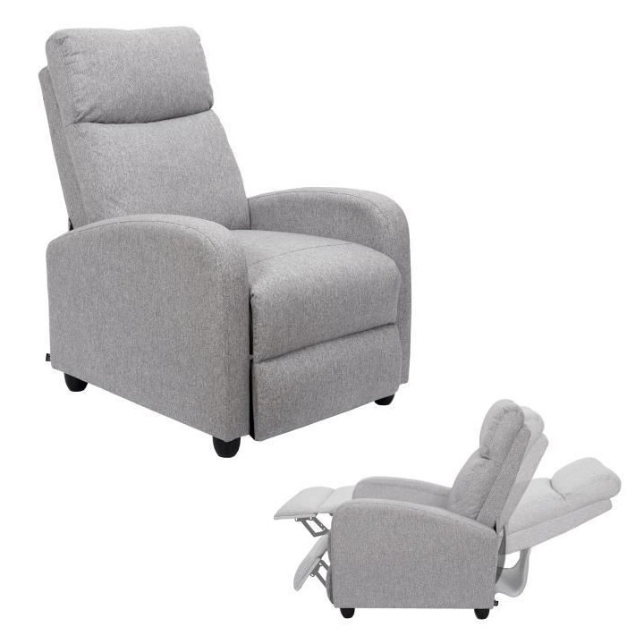 DREAM - Fauteuil de relaxation - Tissu - Gris - L 67 x P 98 x H 97 cm