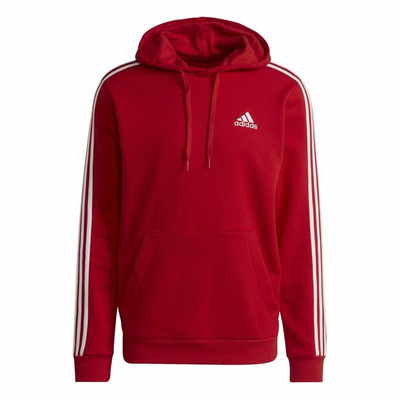 Sweat à capuche homme Adidas Essentials Fleece 3 Stripes Rouge