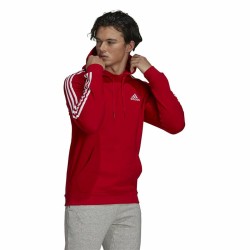 Sweat à capuche homme Adidas Essentials Fleece 3 Stripes Rouge