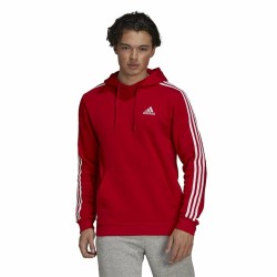 Sweat à capuche homme Adidas Essentials Fleece 3 Stripes Rouge