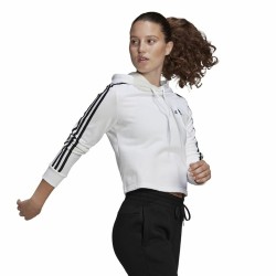 Sweat à capuche femme Adidas Essentials Cropped 3 Stripes Blanc