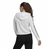 Sweat à capuche femme Adidas Essentials Cropped 3 Stripes Blanc