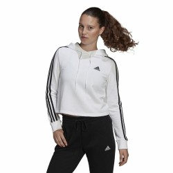 Sweat à capuche femme Adidas Essentials Cropped 3 Stripes Blanc