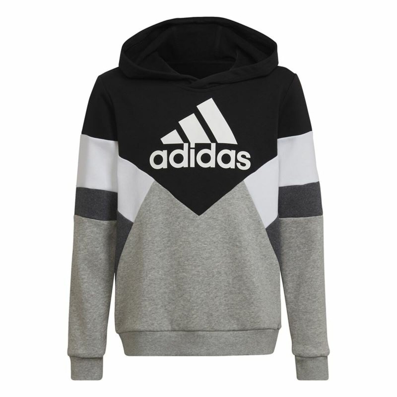 Sweat à capuche enfant Adidas Colorblock Fleece Noir Gris