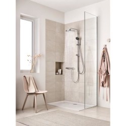 GROHE Mitigeur thermostatique Douche Precision Trend, montage mural, protection anti-brûlure, raccord fileté 1/2, chromé, 342