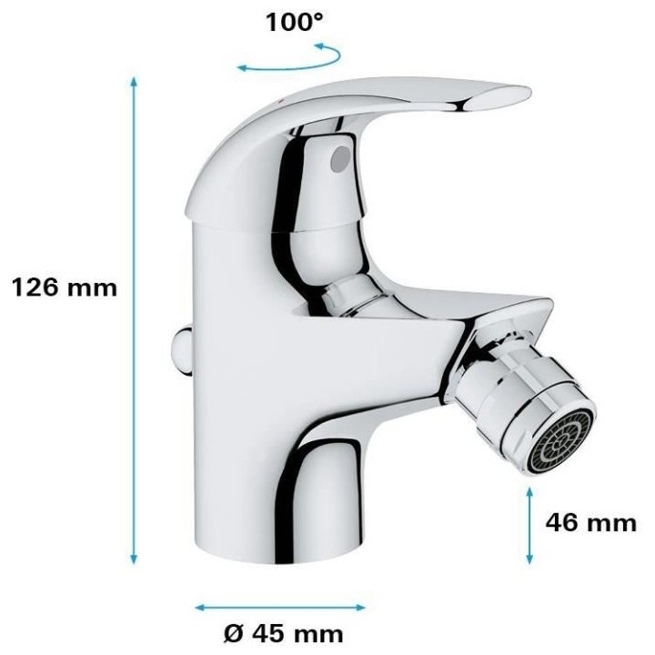 GROHE Mitigeur monocommande Bidet Start Curve Chromé 23766000