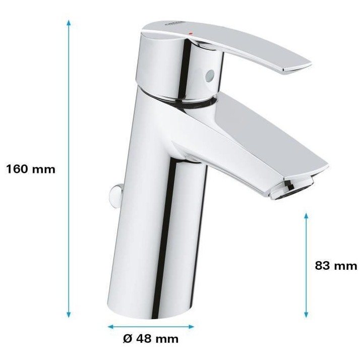 GROHE Robinet de salle de bains lavabo Start, mousseur économie d'eau