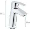 GROHE Robinet de salle de bains lavabo Start, mousseur économie d'eau, avec tirette de vidage, bonde incluse, taille M, 2345500