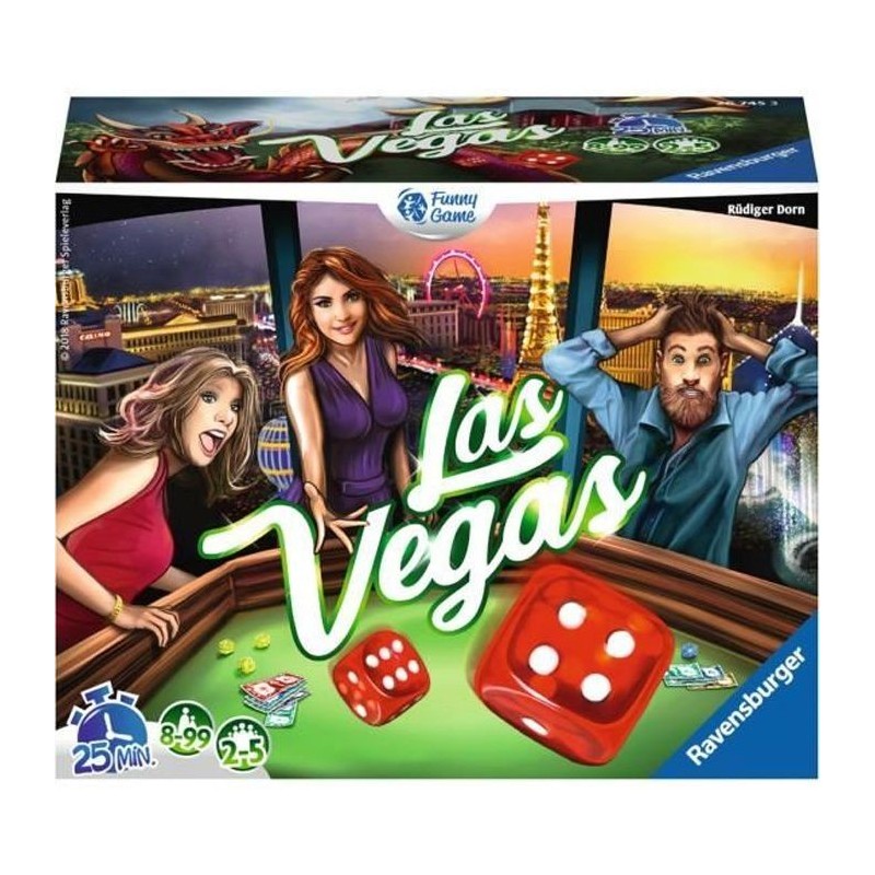 Las Vegas - Ravensburger - Jeu d'ambiance Enfants et Adultes - Pari, bluff et chance - 2 a 5 joueurs des 8 ans