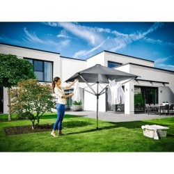 LEIFHEIT 82100 Séchoir parapluie LinoProtect 400, étendoir parapluie avec toit étanche, séchoir jardin inclus douille de sol