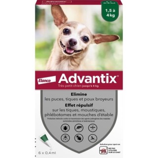 Advantix Chien Solution Antiparasitaire Tres Petite Race 1,5 a 4kg 6 p