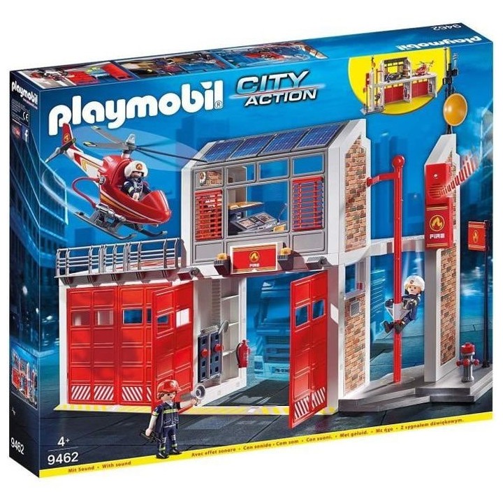 PLAYMOBIL 9462 - City Action - Caserne de pompiers avec hélicoptere