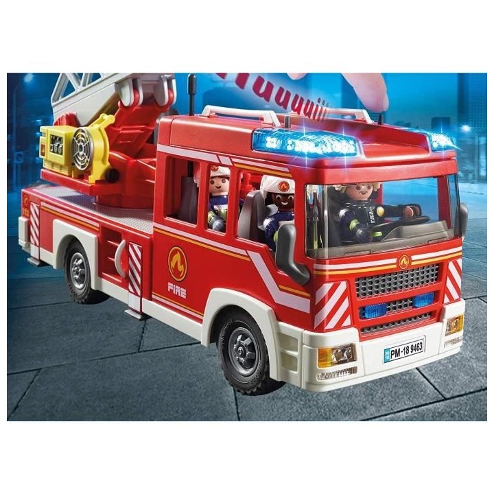 PLAYMOBIL 9463 - City Action - Camion de pompiers avec échelle pivota