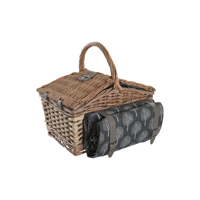 Panier DKD Home Decor Pique-nique Naturel Gris Bois osier (40 x 28 x 19 cm)