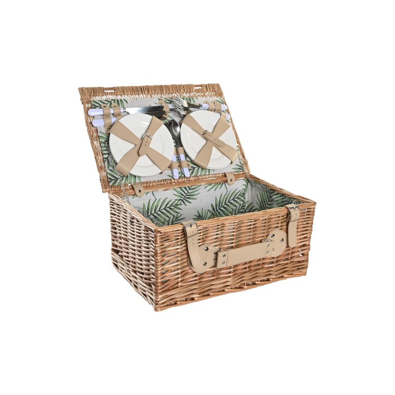 Panier DKD Home Decor Pique-nique Naturel Vert osier (44 x 30 x 22 cm)