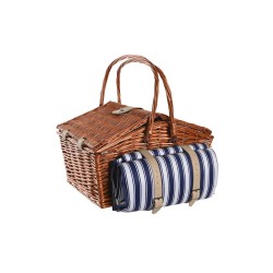 Panier DKD Home Decor Pique-nique Marron Blue marine osier (42 x 30 x 20 cm)