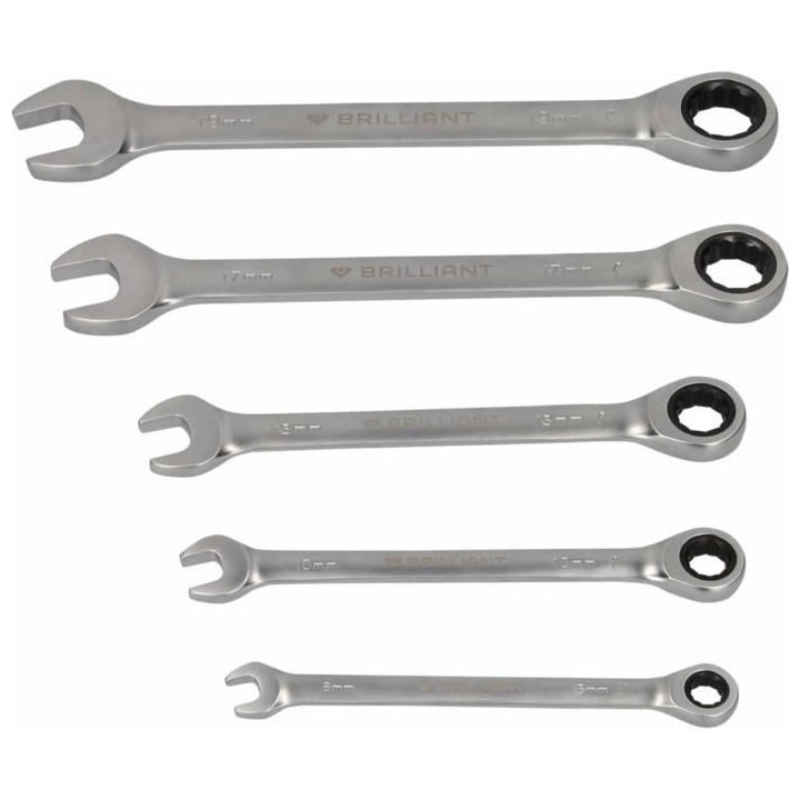 Jeu de clés mixtes a cliquet | 5 pieces - Brilliant Tools BT013005 -
