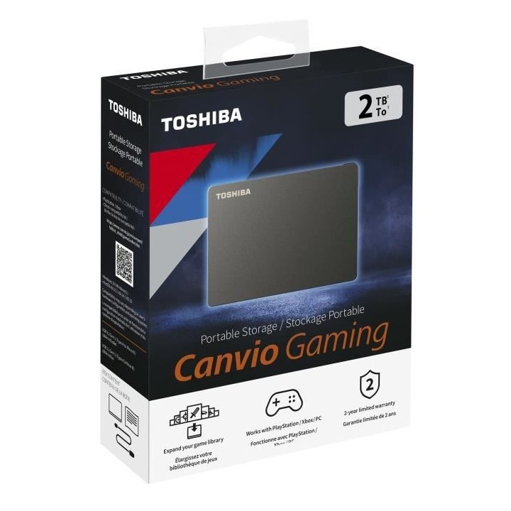 TOSHIBA - Disque dur externe Gaming - Canvio Gaming - 2To - PS4 Xbox -
