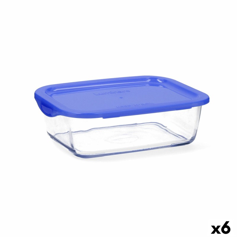 Boîte à lunch hermétique Luminarc Keep'n Bleu verre (6 Unités) (1,22 L)