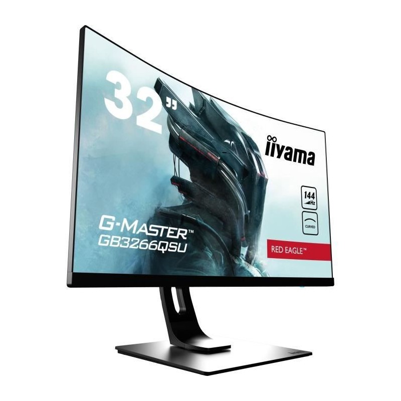 Ecran PC Gamer Incurvé - IIYAMA G-Master Red Eagle GB3266QSU-B1 - 31,5 WQHD - Dalle VA - 1 ms - 144 Hz - HDMI/DisplayPort -Free