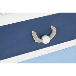 Caisson à Tiroirs DKD Home Decor Blanc Bleu ciel Blue marine Corde Bois MDF 80 x 40 x 80 cm