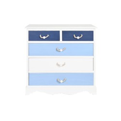 Caisson à Tiroirs DKD Home Decor Blanc Bleu ciel Blue marine Corde Bois MDF 80 x 40 x 80 cm