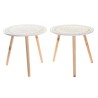 Table d'appoint DKD Home Decor 47 x 47 x 45 cm Beige Marron Blanc Pin Bois MDF (2 Unités)