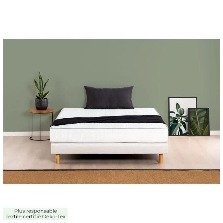 DEKO DREAM MAINE Ensemble matelas + sommier 140 x 190 - Mousse - 5 zon
