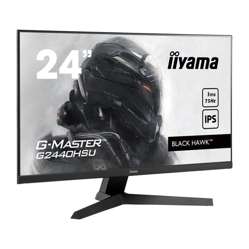 Ecran PC Gamer - IIYAMA G2440HSU-B1 - Master Black Hawk - 23,8 FHD - Dalle IPS - 1 ms - 75Hz - HDMI / DisplayPort - AMD FreeSync