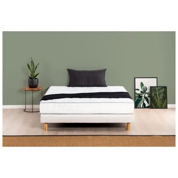 DEKO DREAM MAINE Ensemble matelas + sommier 140 x 190 - Mousse - 5 zon