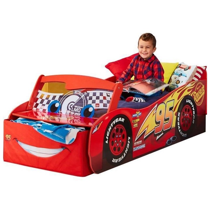 Disney Cars Lit pour garçons Flash McQueen avec rangement et pare-bri