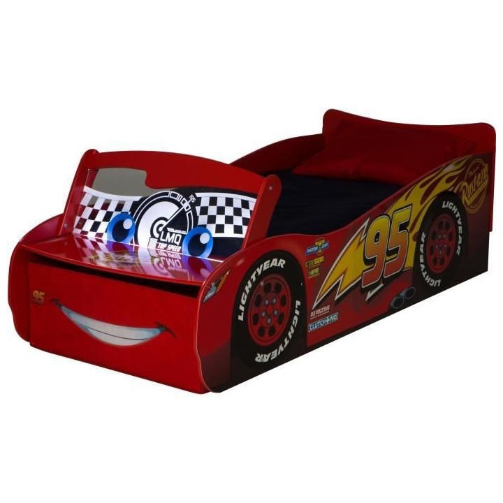 Disney Cars Lit pour garçons Flash McQueen avec rangement et pare-bri